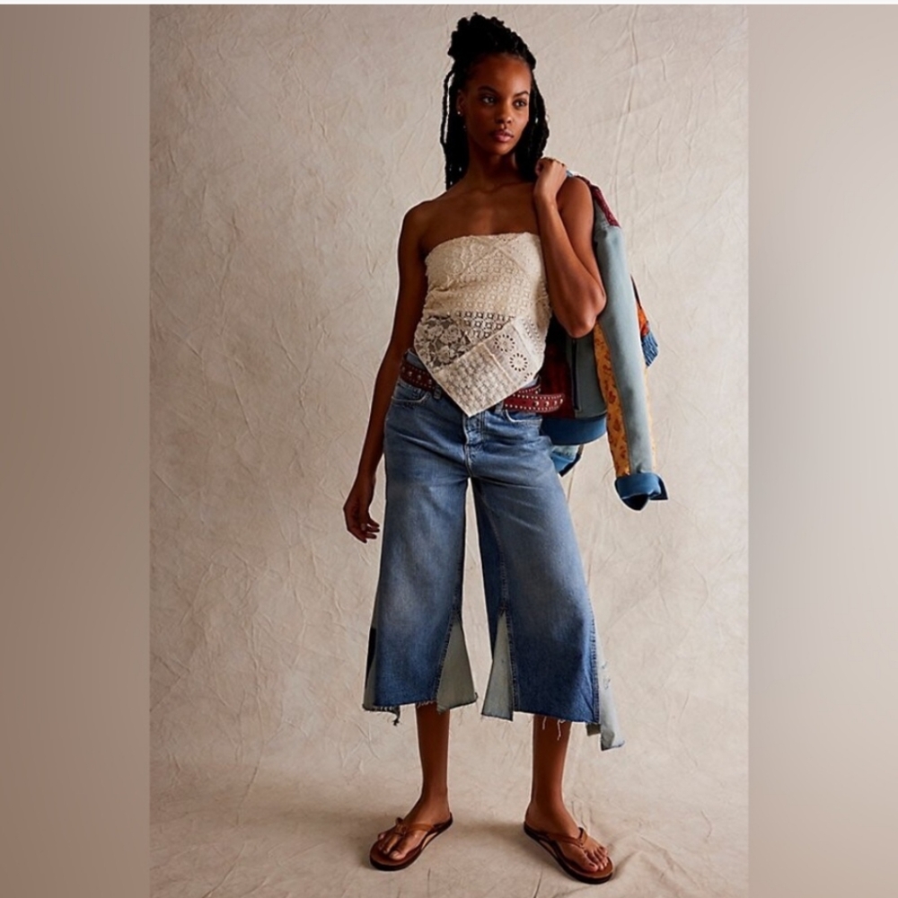 We The Free Blue Flare Wide Leg Jeans